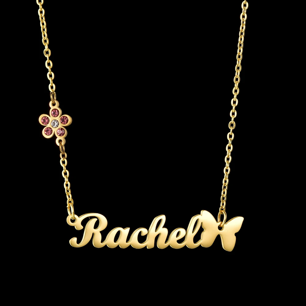 Acheerup-Collier avec Nom Personnalisé pour Femme, Bracelet en Acier Inoxydable, Personnalisé, Zcomprend sur Couronne de Fleur, Pendentif, Ensemble