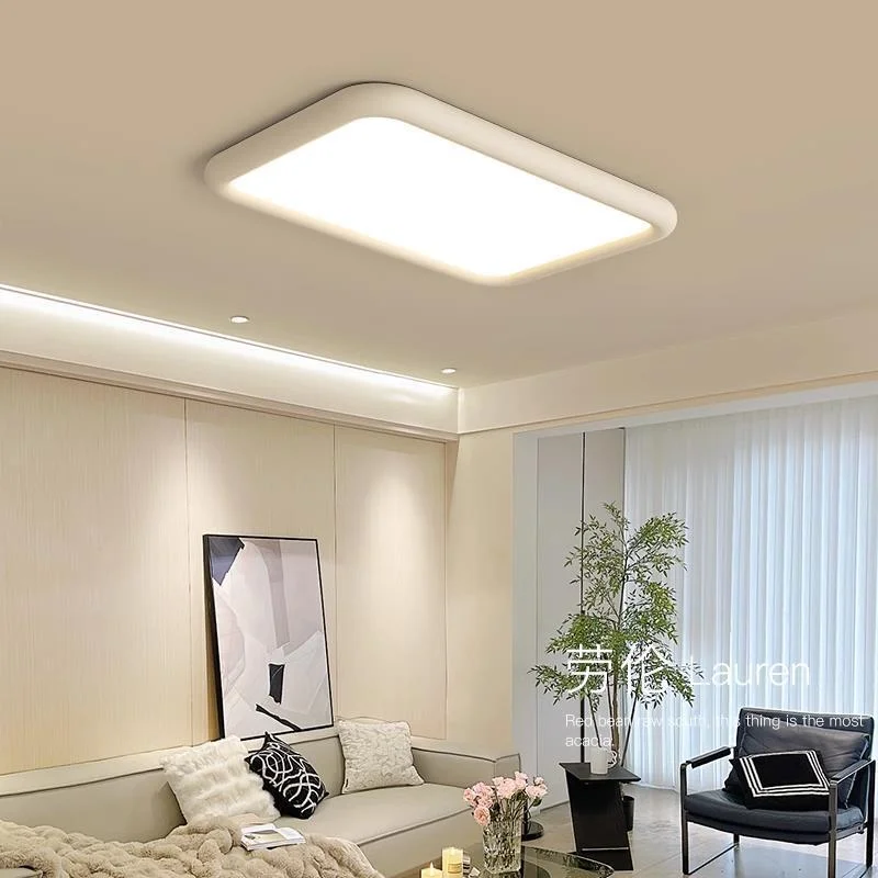 Full spectrum living room ceiling light eye protection 2023 new cream wind resin atmospheric household rectangular hall ceiling