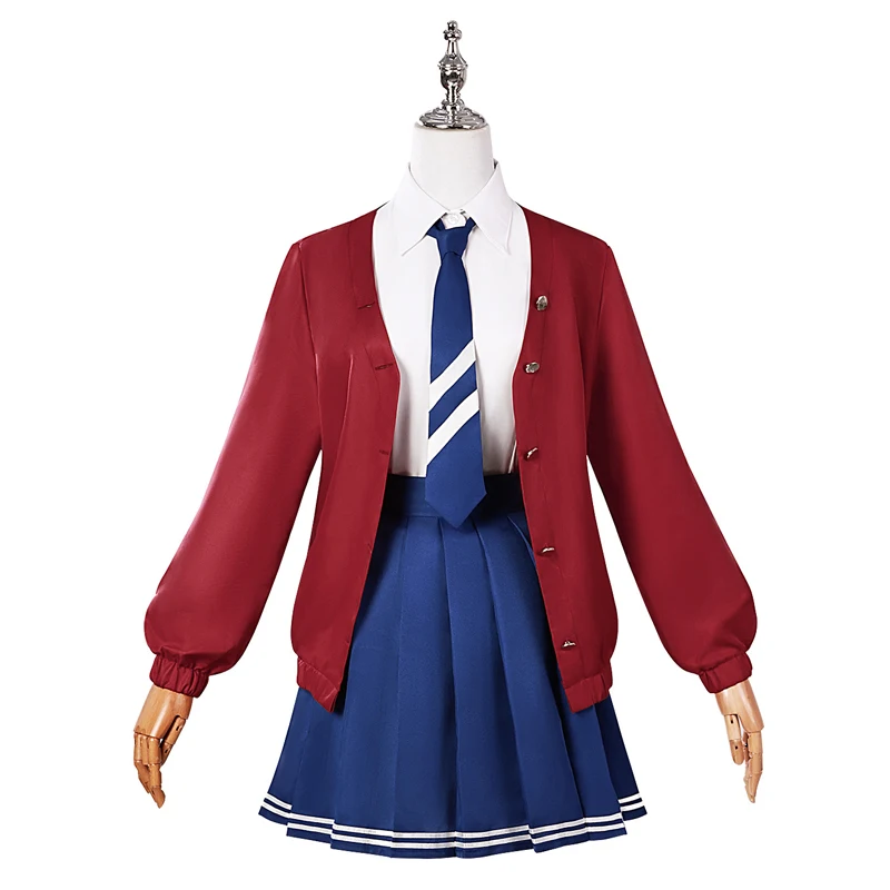 Spiel MiSide Verrückte Mita Cosplay Kostüme Brille Mila JK Schuluniform Perücke Coole Mita-Kleidung Crop Top Rock Strümpfe Hüte Handschuhe Kopfbedeckung Komplettset Halloween Kostüm Perücken Frauen Rollenspiel Outfit