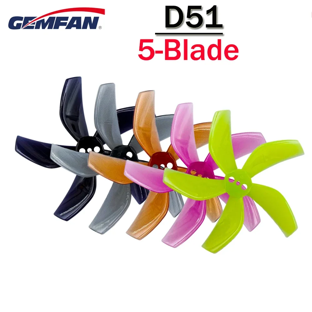 8PCS/4Pairs GEMFAN D51 2020 2x2x5 2inch 50.3mm 5-Blade PC Propeller 1.5mm for RC FPV Racing Freestyle Tinywhoop BETA85X Drone