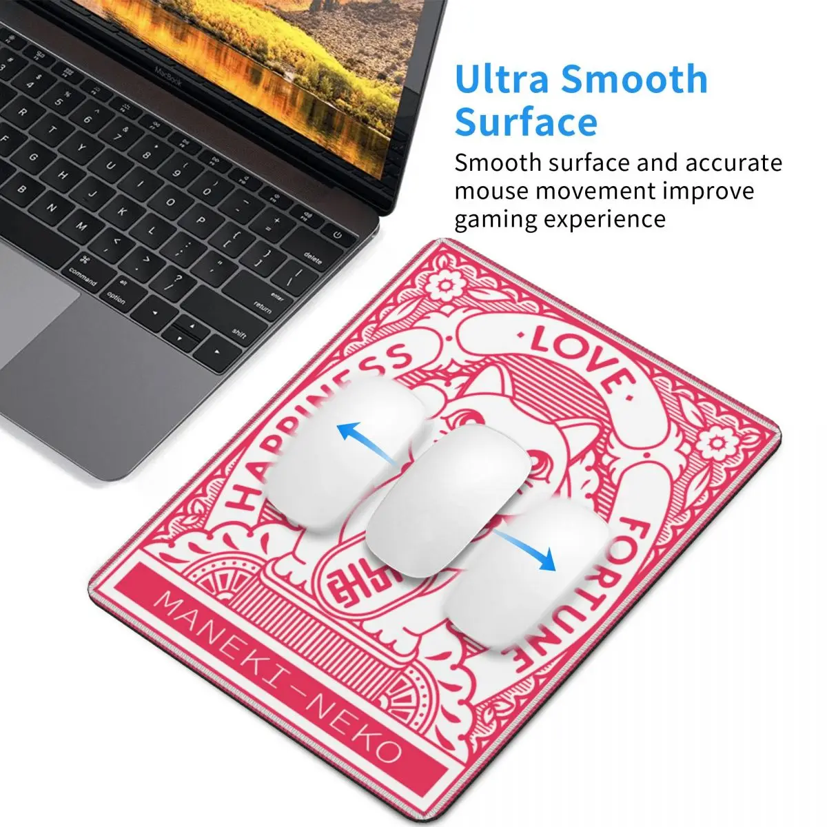 Maneki Neko Mouse Pad Customized Anti-Slip Rubber Base Gamer Mousepad Accessories Lucky Fortune Cat Office Computer PC Desk Mat