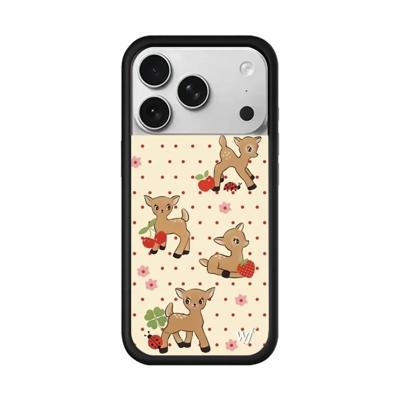 Wildflower Cute Cartoon Christmas Love Cherry Strawberry Fawn Phone Case For iPhone 13 12 14 15 16 17 Pro Max Christmas Gift