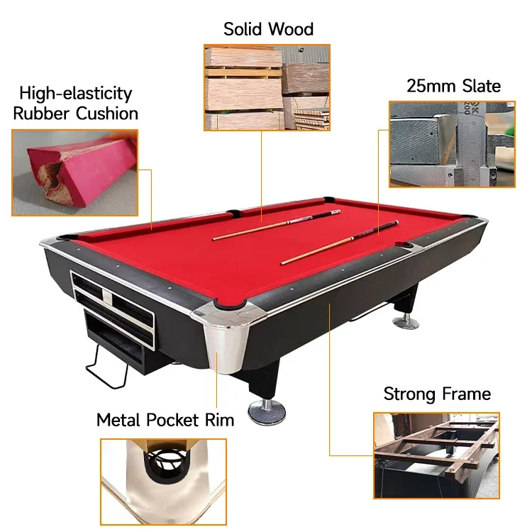 2026 Wholesale Sales7ft 8ft 9ft Wood Indoor Professional Commercial  American Modern Slate Snooker Pool Table Billiard Table for