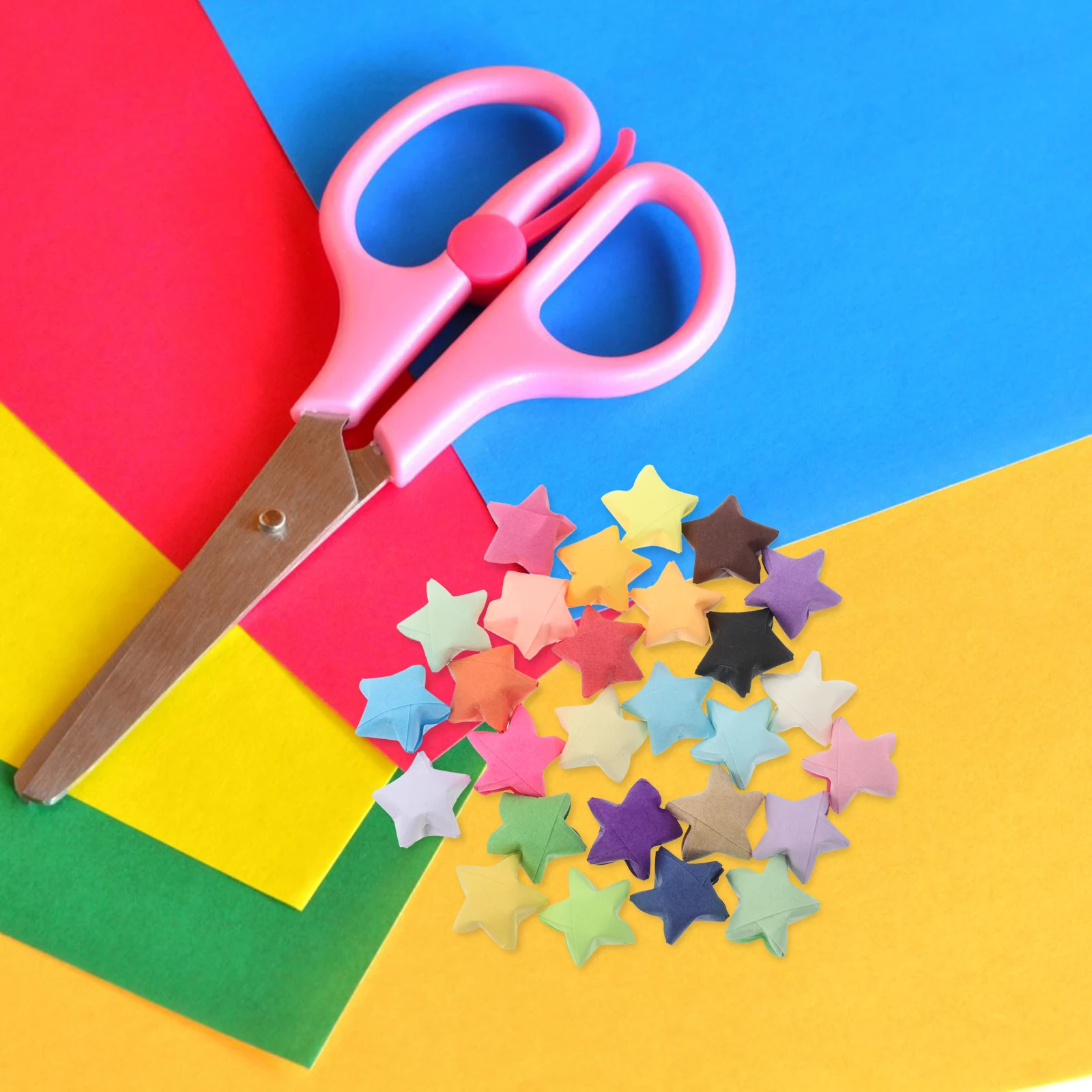 

2700Pcs Colorful DIY Lucky Star Origami Strips Double Sided Craft Paper for Family Crafting