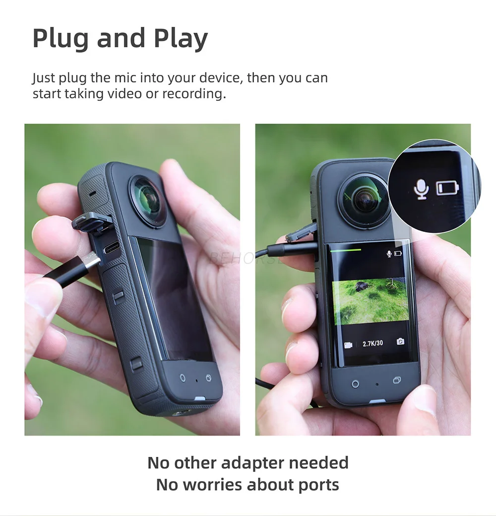 Mini micrófono USB profesional, micrófono externo con Clip para Insta360 One X2/Insta36 X3, accesorios para cámara deportiva