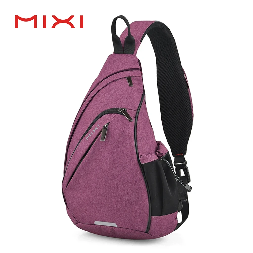 Mixi Women One Shoulder Bag Sling Backpack 17 19 Inch with USB Charging Port Waterproof Purple