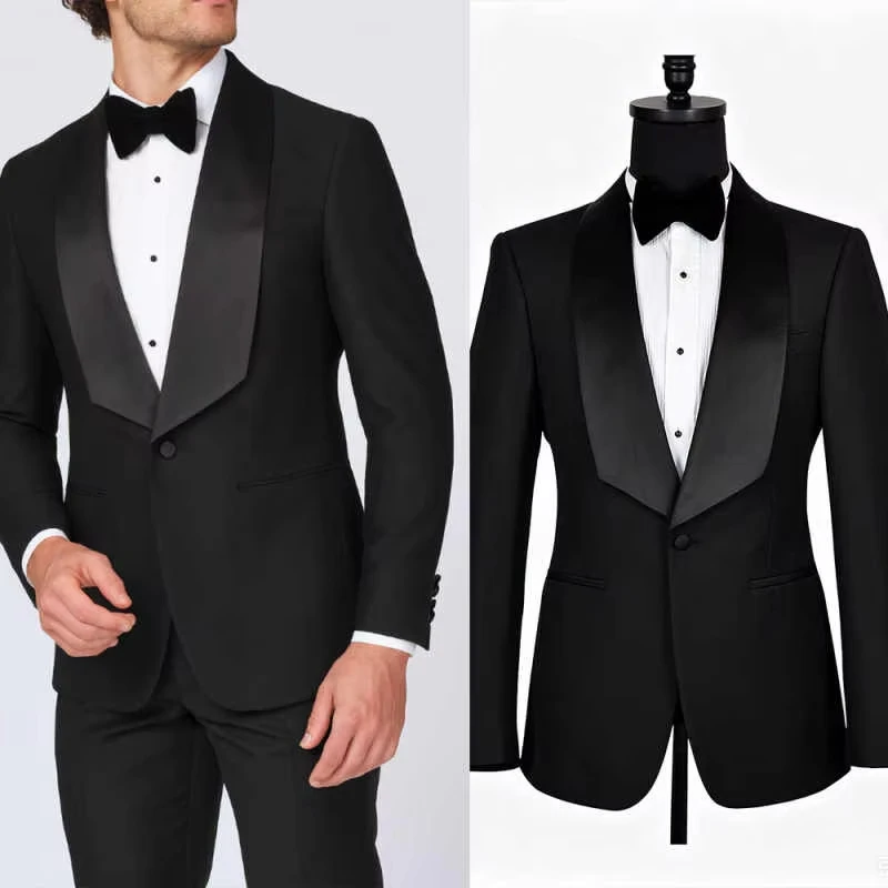 

Customized Men Wedding Tuxedos 2 Pcs Single Breasted Plus Size Men Suit Fashion Jacket Pant Groom Evening Blazers For Prom