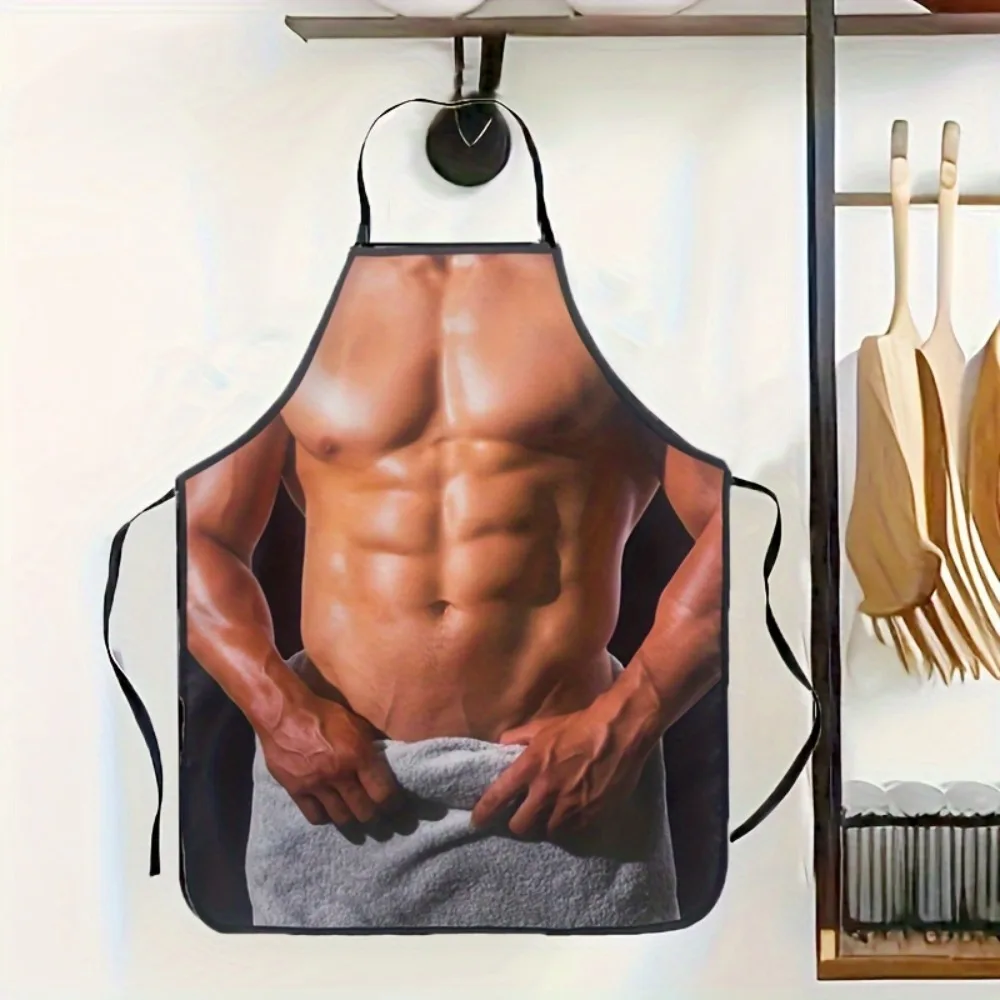 

Fashion Muscle Design Protective Apron, Durable Polyester Catering Kitchen Apron for Cooking Lovers 1Pc 2Pcs 4Pcs