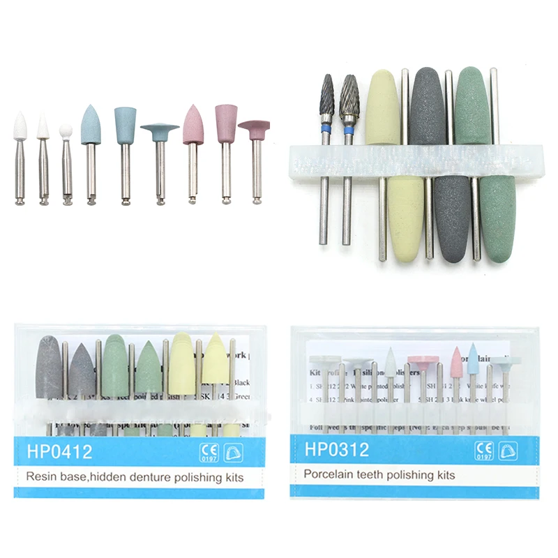 Dental Composite Polishing Kit for Low Speed Handpiece Contra Angle Ceramic Silicone Rubber Polishers