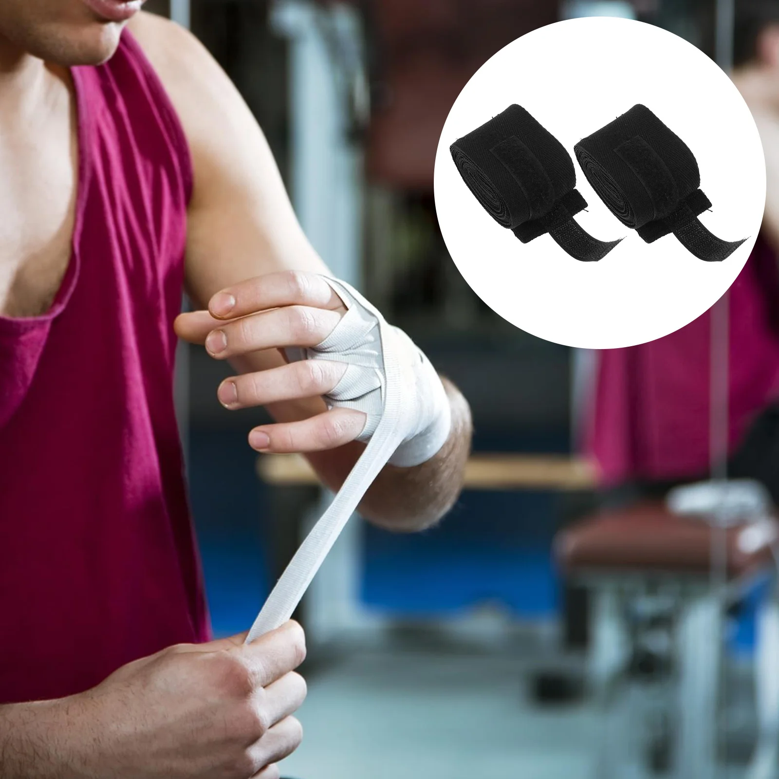 حزام حماية لليد من القطن عالي المرونة لتدريبات الملاكمة والكيك بوكسينغ واللياقة البدنية والرياضة وعصابة الرأس المحمولة