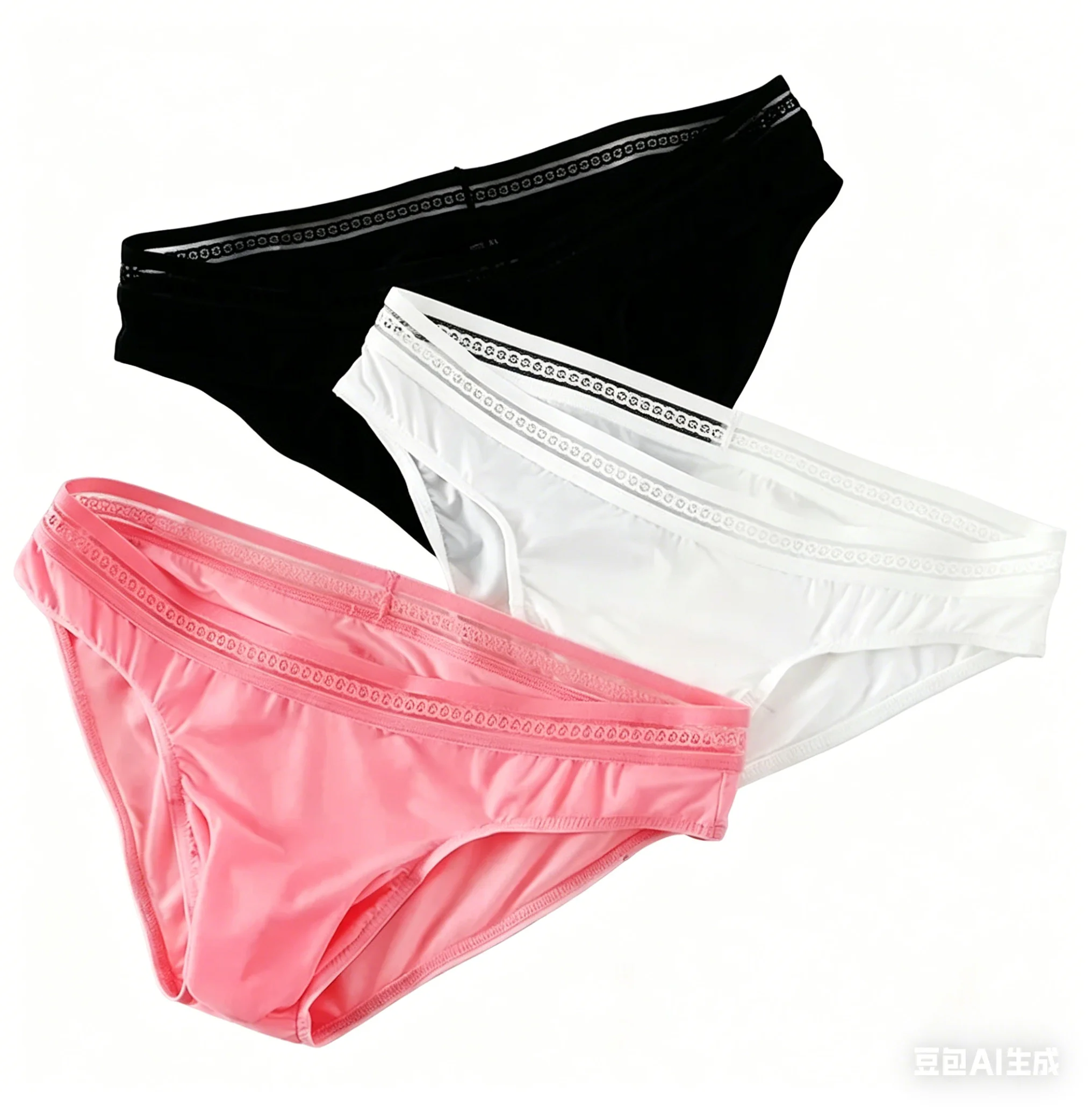 Men Ice Silk Briefs with Ball Pouch Sexy Breathable Low Rise Lace Trim Underwear for Summer Comfortable Soft Thin Sports Panties