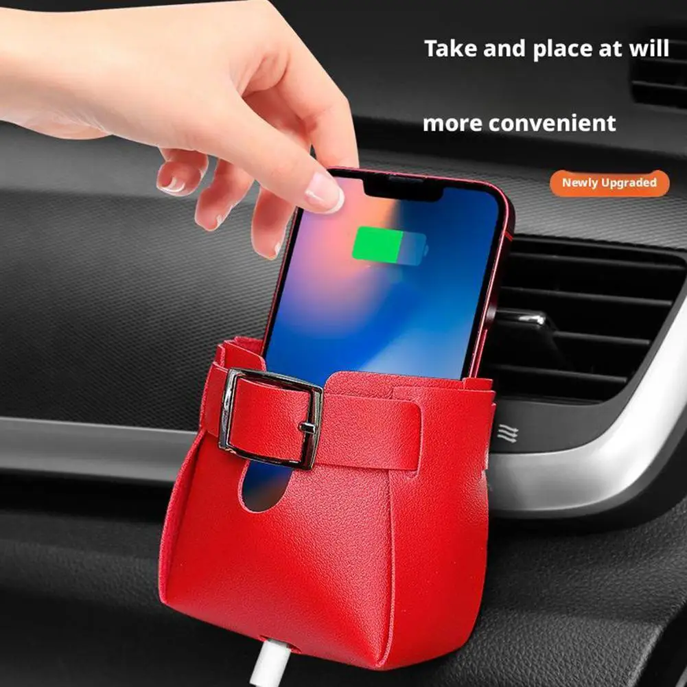 

Car Supplies Leather Air Outlet Mobile Phone Storage Box Air Box Bag Car Outlet Bag Car Storage Storage Glove F2K5
