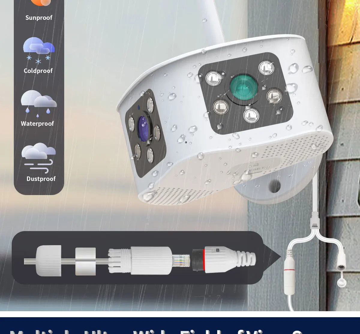 Saikiot 4K 8MP 6MP Dual Lens 180 Degree WIFI Camera CCTV Security Waterproof 8MP Panoramic Camera WIFI Network Camera Outdoor