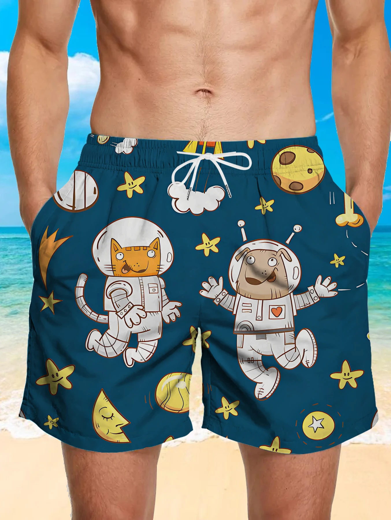 

Abstract Full Print Beach Shorts Men Digital Printed Quick Dry Polyester Bottoms