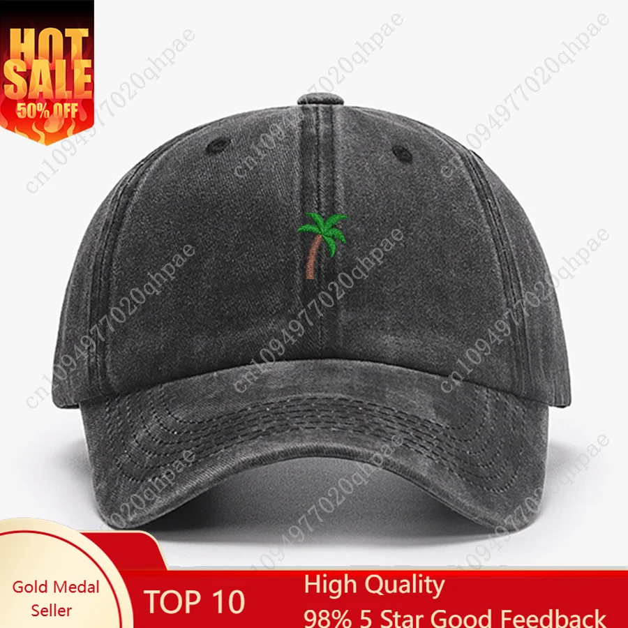 Mini Palm tree Embroidered vintage soft Baseball caps Men Women Water Washed cotton Hat Sports Fishing Dad Visor Peaked cap