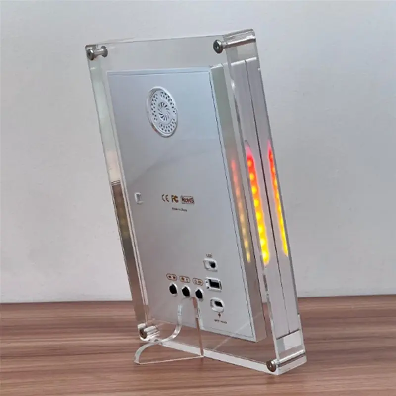 FULL-IPS Digital Picture Photo Frame With Music-Sync LED Ambient Light Auto-Rotation 4GB Video/Photo Playback US Plug