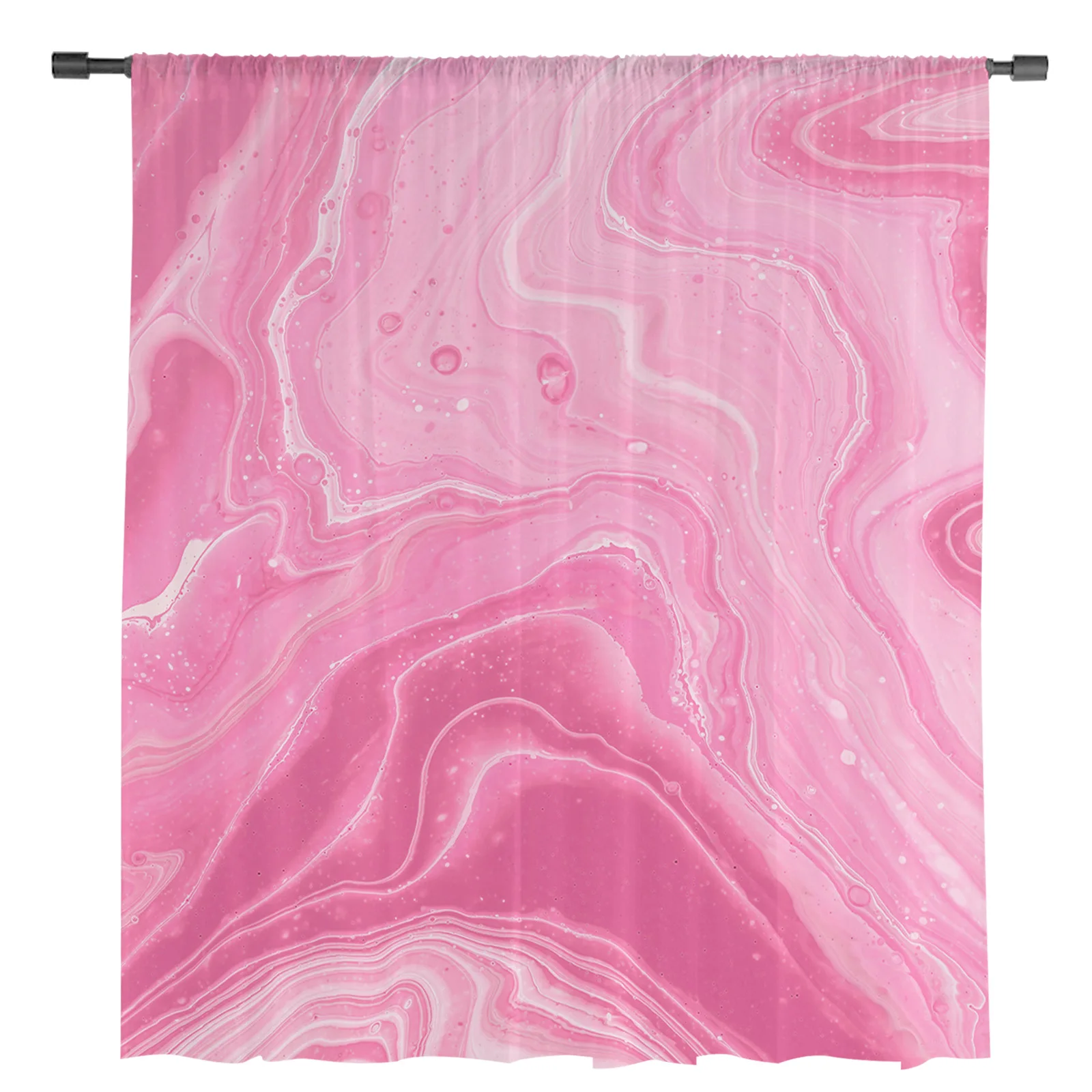 Marble Textured Fluid Pigment Pink Sheer Curtains for Living Room Decoration Window Curtains Kitchen Tulle Voile Curtains