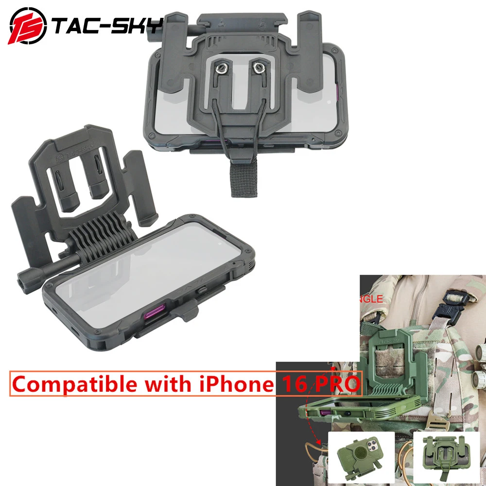 TS TAC-SKY Tactical Phone Case and Mount Set Designed for MOLLE Tactical Vests Compatible with iPhone 16 Pro