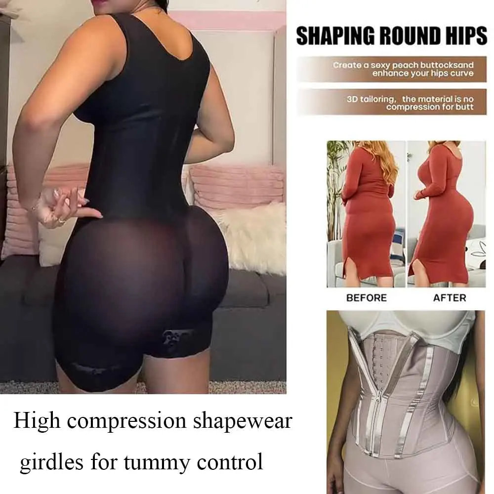 Colombian Fajas Shapewear for Abdomen Control Women Zipper Crotch Full Body Shaper High Compression Reducing and Shaping Girdles