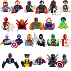 Avengers, Marvel superhero Lizard Spider Man, Iron Man, Venom, Falcon Captain, Deadpool, City Gift Toys