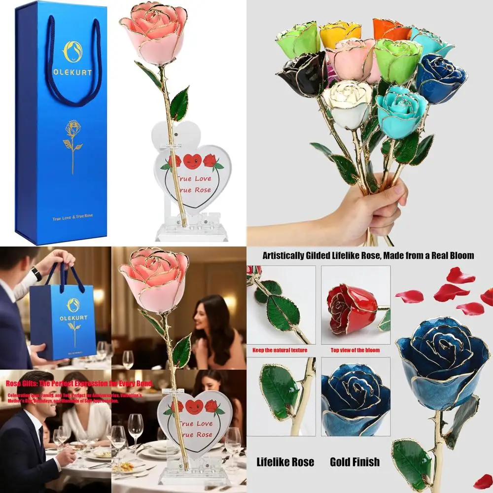 

Настоящая роза, покрытая 24-каратным золотом - Вечный подарок для жены, на годовщину, День святого Валентина, День матери, День рождения