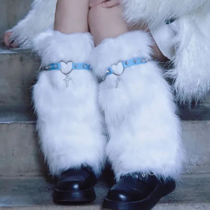 

Women's Artificial Fur Leg Warmers Socks Autumn Winter Japanese Girls Lolita Y2K Goth Punk Jk Knee-length Socks Leg Warmers