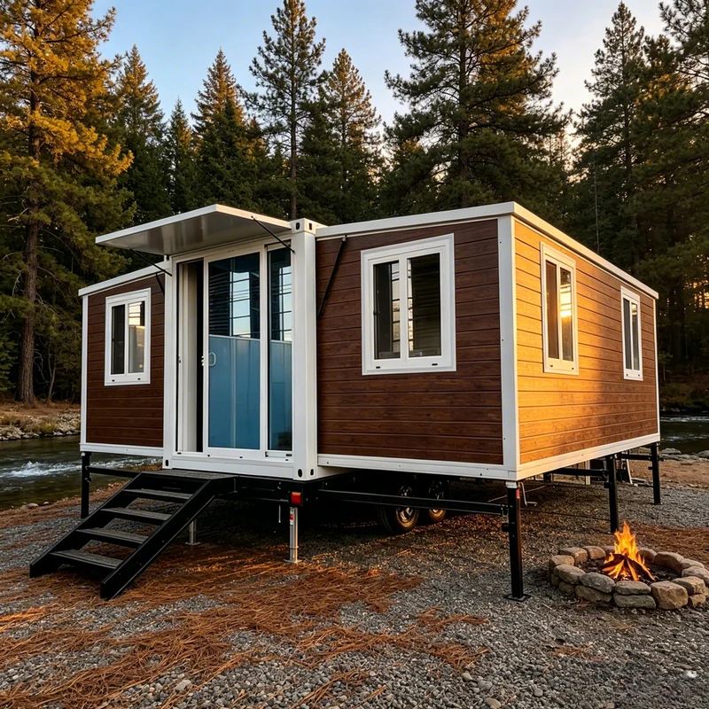 Deluxe Container House 20/30/40ft Expandable Folding Villa 2 Bed 3 Bath Dining Sunroom Panoramic Glass Steel
