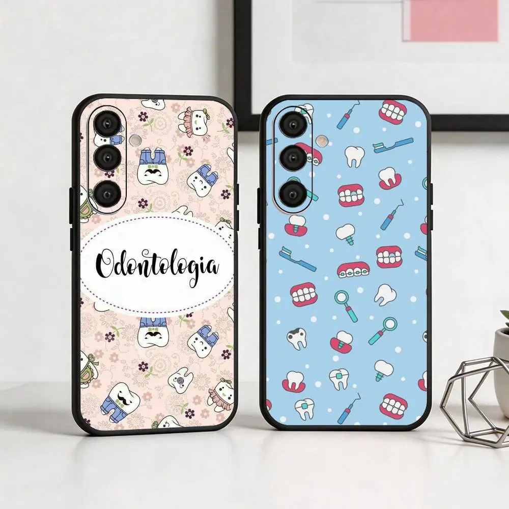 

Cartoon T-Teeth D-Dentist Phone Case For Samsung A73,A21s,A22,A31,A32,A52,A53,A71,A80,Soft Black Shell