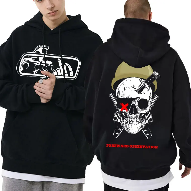 

Retro Forward Observations Group Hoodie Skeleton Graphic Print Hoodies Male Vintage Black Streetwear Men's Oversized Sweatshirts