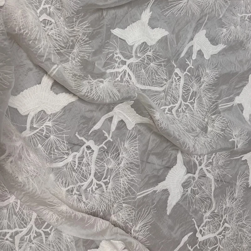 

Белоснежная ткань с вышивкой в стиле ретро, модельер одежды для шитья своими руками, летнее платье, хлопковый материал на метр