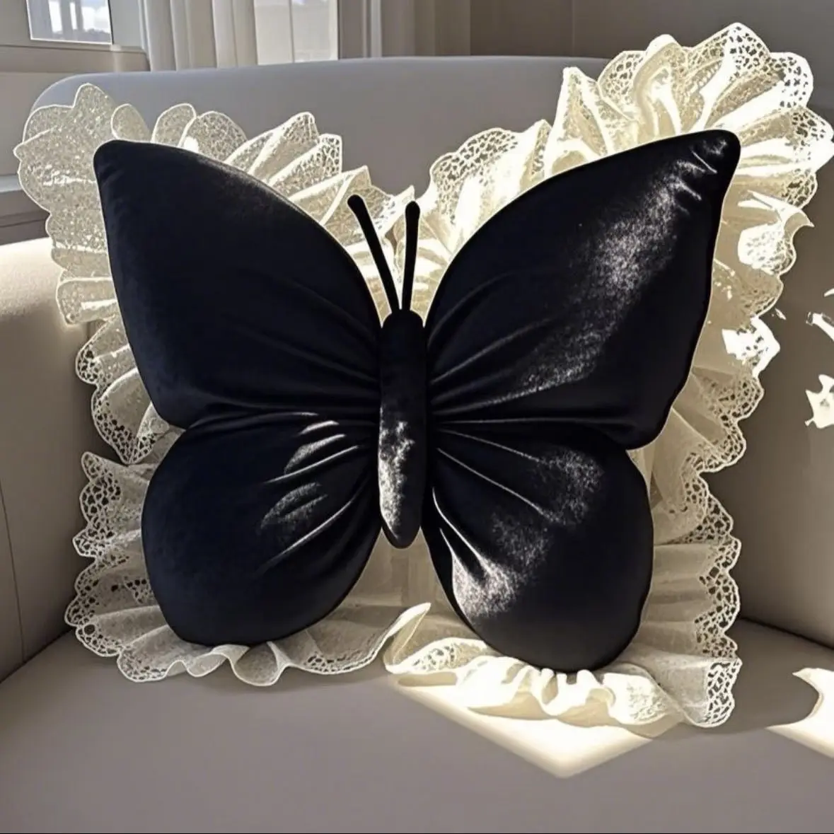 New Princess Ins Butterfly Office Pillow Bedroom Lace Sofa Cushion Bed Home Lazy Pillow