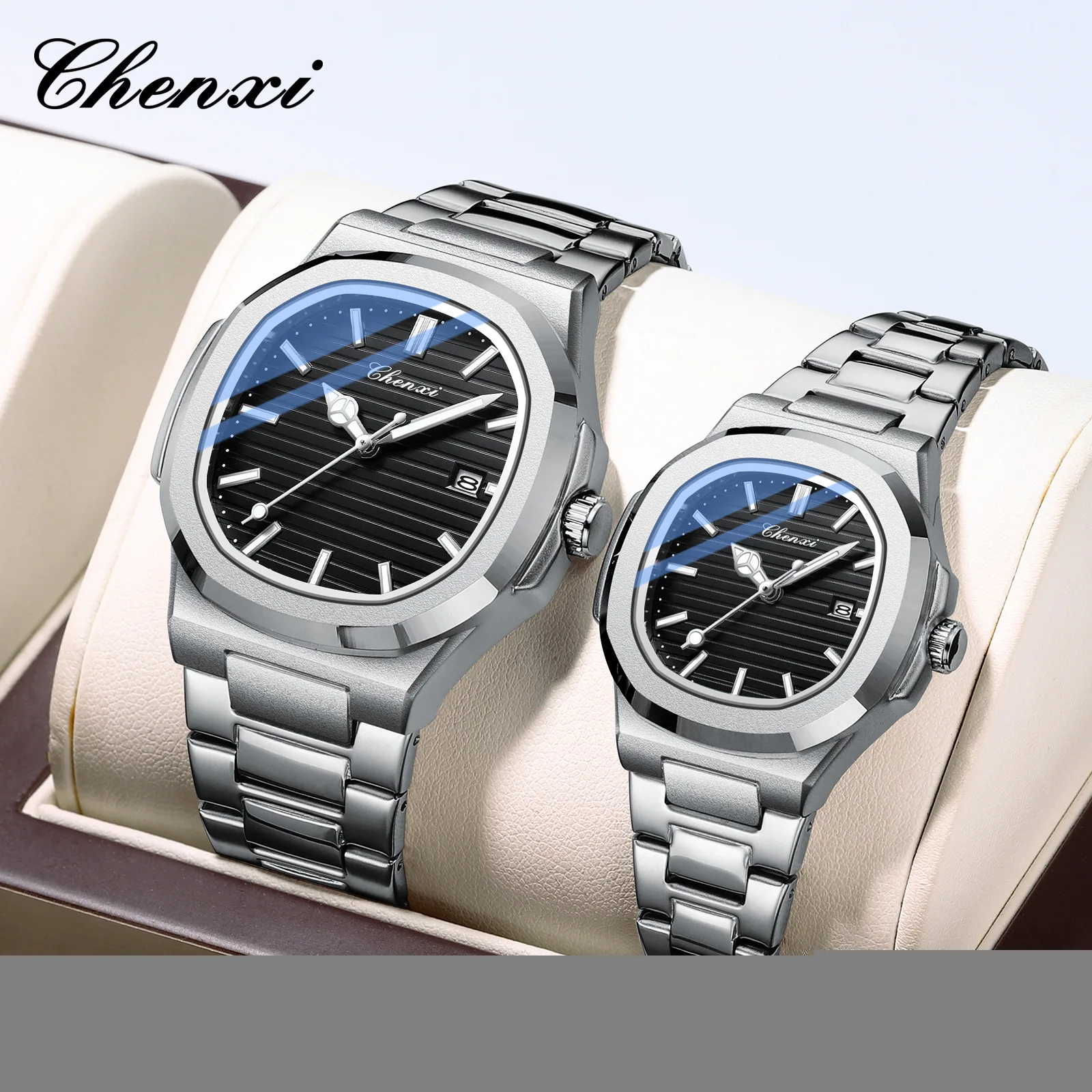 

8222 Couple Watches Pair Men Women Fashion Luxury Quartz Wristwatches Ladies Clock Couple New Product His Hers Watch Sets