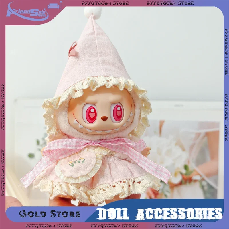 

17cm Labubu Doll's Clothes Outfit Accessories Green and Pink Elf Pendant Set Clothing Mini Doll Clothes Clothing Birthday Gifts