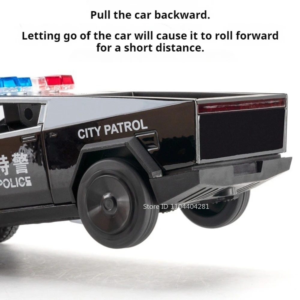 1:32 픽업 트럭 미니어처 경찰차 다이캐스트 장난감 합금 모델 문 열림 소리와 빛 풀백 자동차 장식품