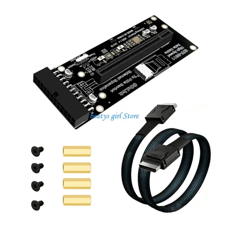 C7AB PCIE4.0 X16 Expansion Card With Oculink SFF 8612 Port 24Pin Power Supply