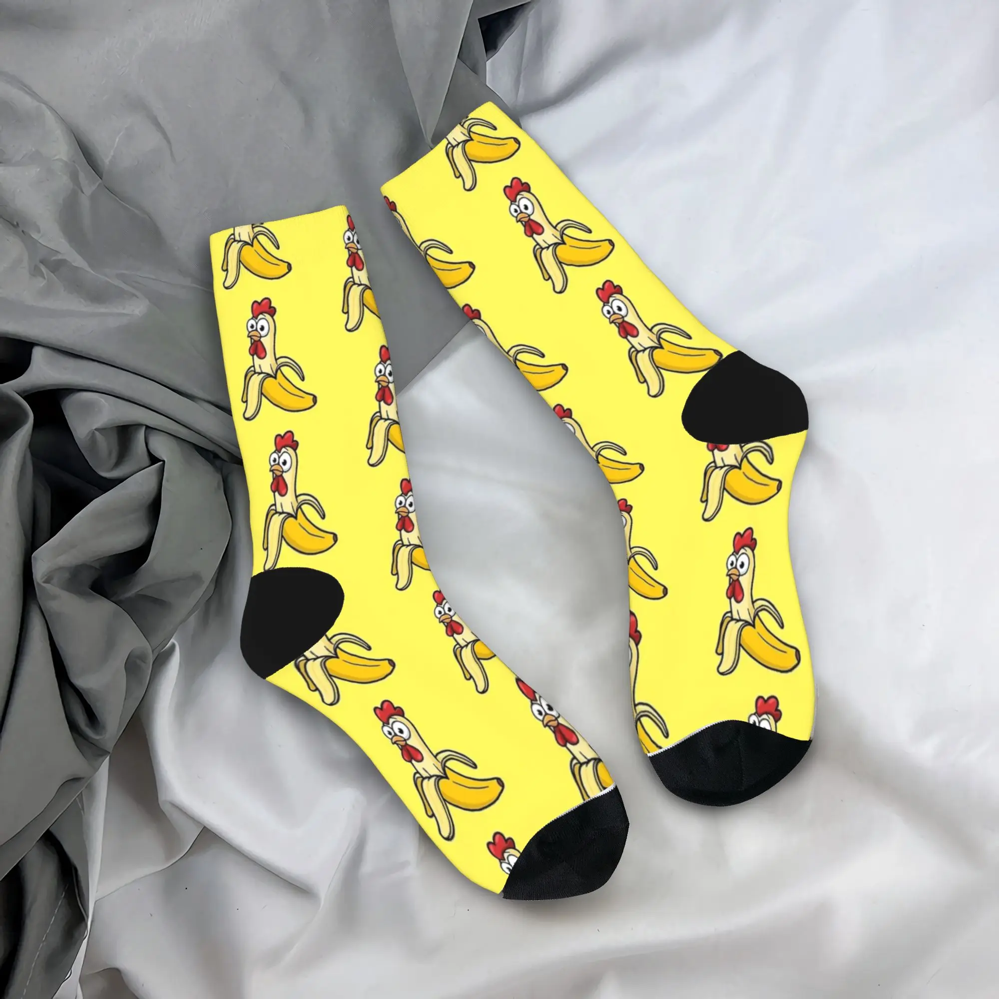 

Женские и мужские носки с курицей и бананом, забавные чулки с мемами, осенние забавные мягкие дышащие носки, дизайнерские уличные нескользящие носки