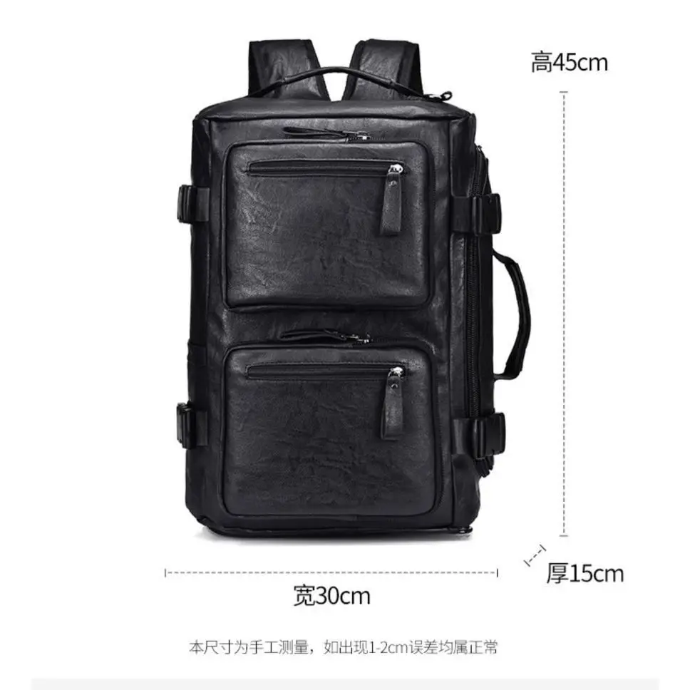 حقيبة سفر من جلد البقر للرجال ذات سعة كبيرة وحقيبة ظهر للسفر وحقيبة كتف للعمل