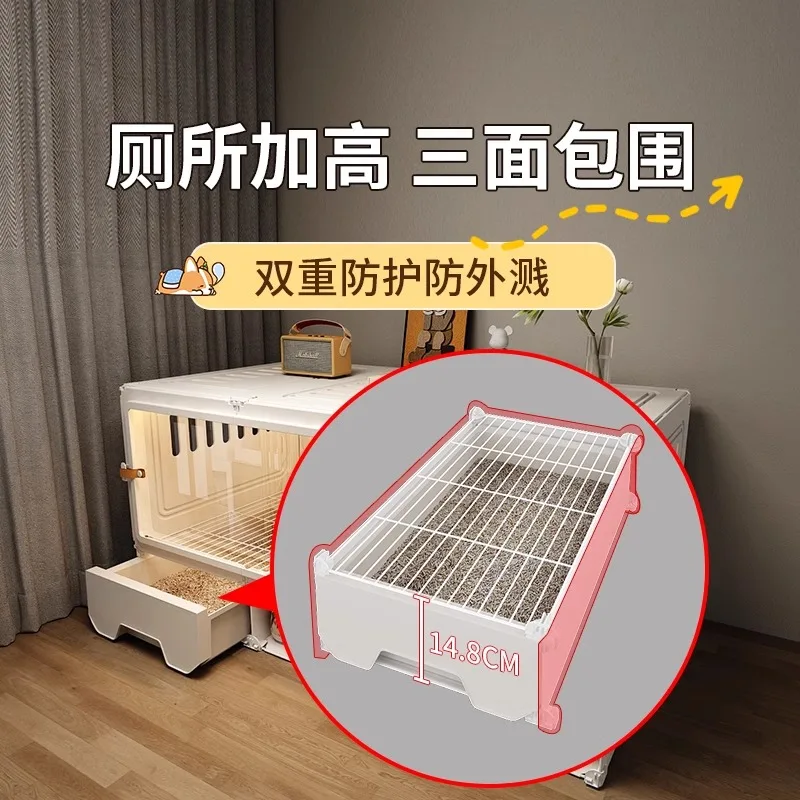 Dog cagewith toilet Separation kennel Integrated pet villa indoor