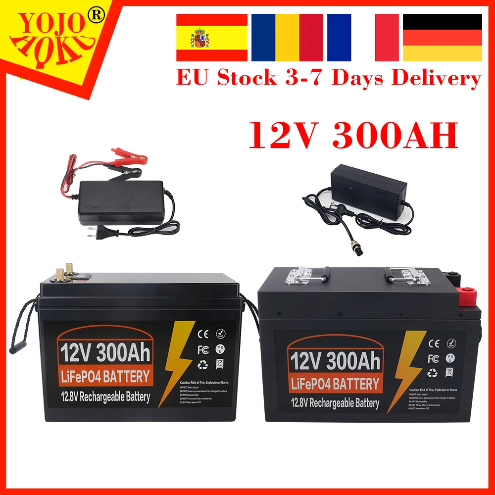 12V 300Ah LiFePO4 Lithium Iron Phosphate Battery Built-in BMS For Replacing Most of Backup Power Home Energy Storage Tax Free