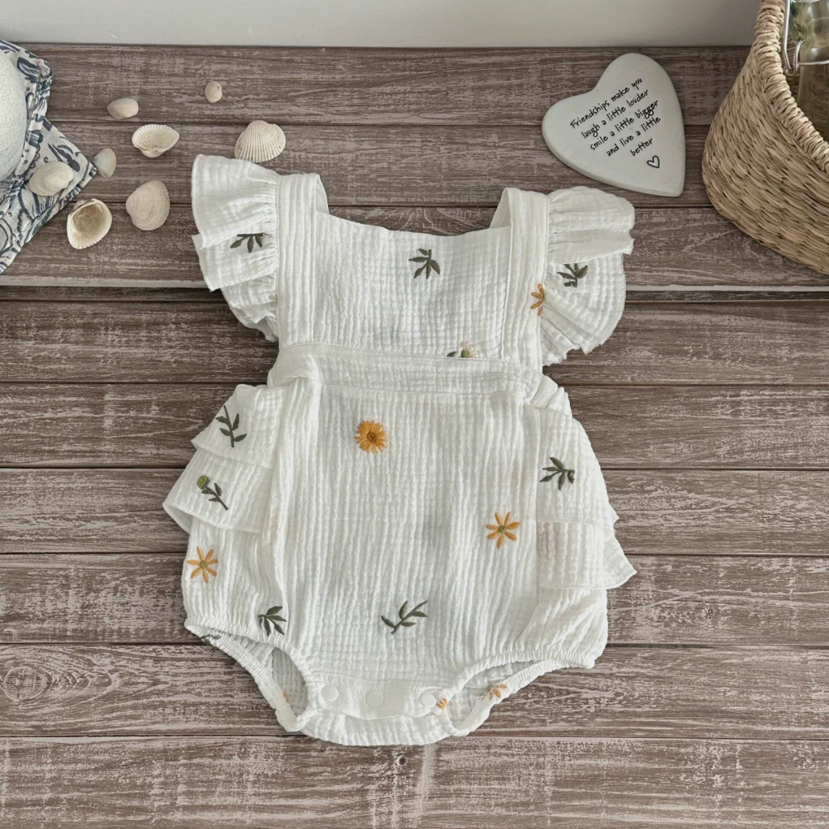 

Summer Baby Girl Romper Newborn Infant Jumpsuit Floral Embroidery Sleeveless Clothing Baby Girl Sweet Style Summer Outfits 0-18M
