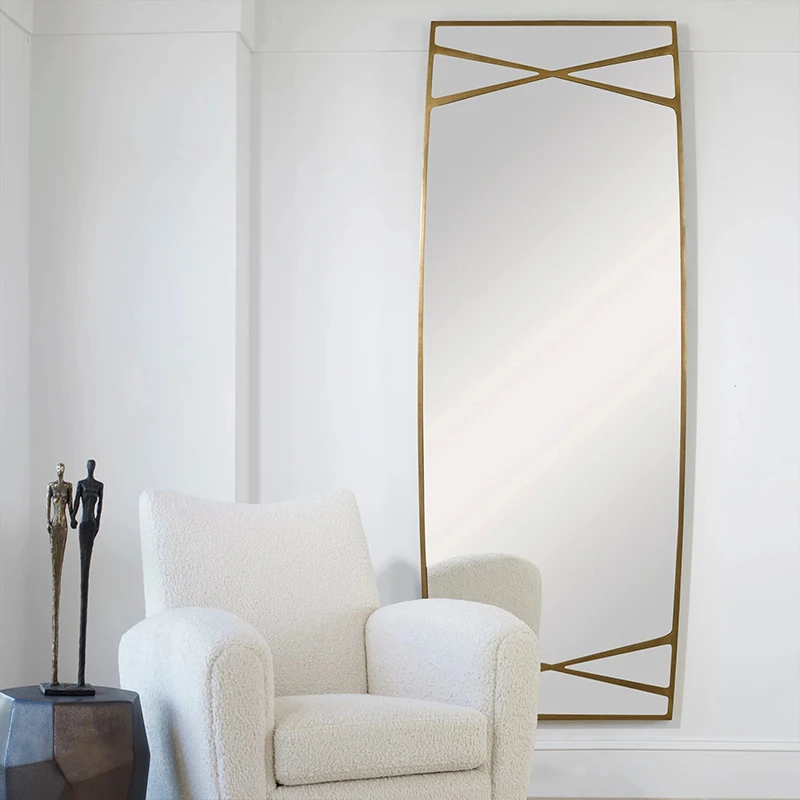 Modern Full Length Floor Mirror Metal Frame Full Body Dressing Mirror Wall Mountable Bathroom Bedroom Fireplace Dresser Mirror
