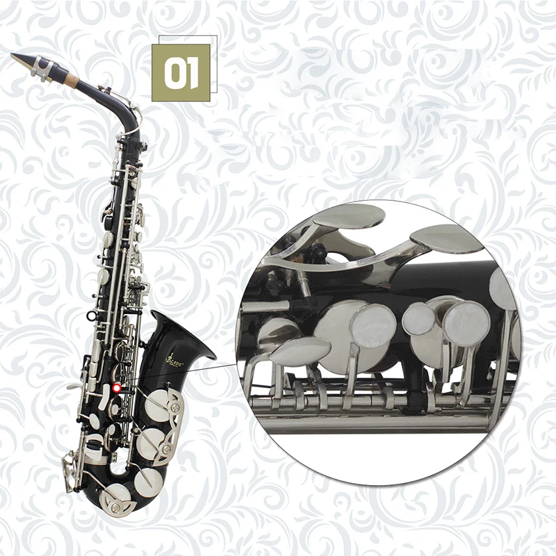 Alto saxophone in E-flat brass body carved white shell keys beginner SAX saxophone instruments