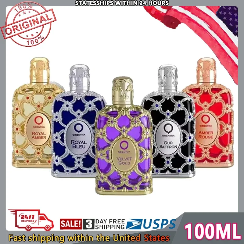 

80 мл стойкий запах Royal Amber Rouge Oud Saffron Мужчины Женщины Парфюмерный спрей Унисекс Нейтральная стеклянная бутылка Роза Одеколон Orientica