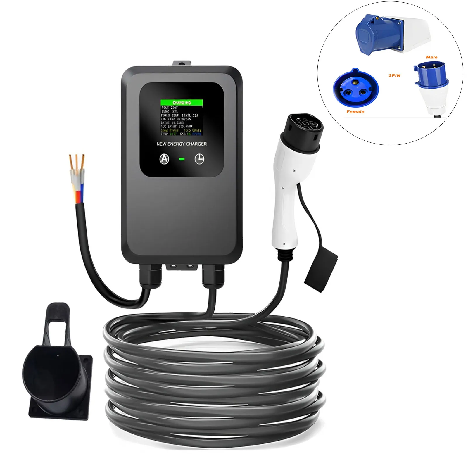 

Зарядная станция для электромобилей New Energy 10M 7KW 32A с 3-контактным разъемом CEE для дома, настенный зарядный пост переменного тока, ЕС, стандартный зарядный пост