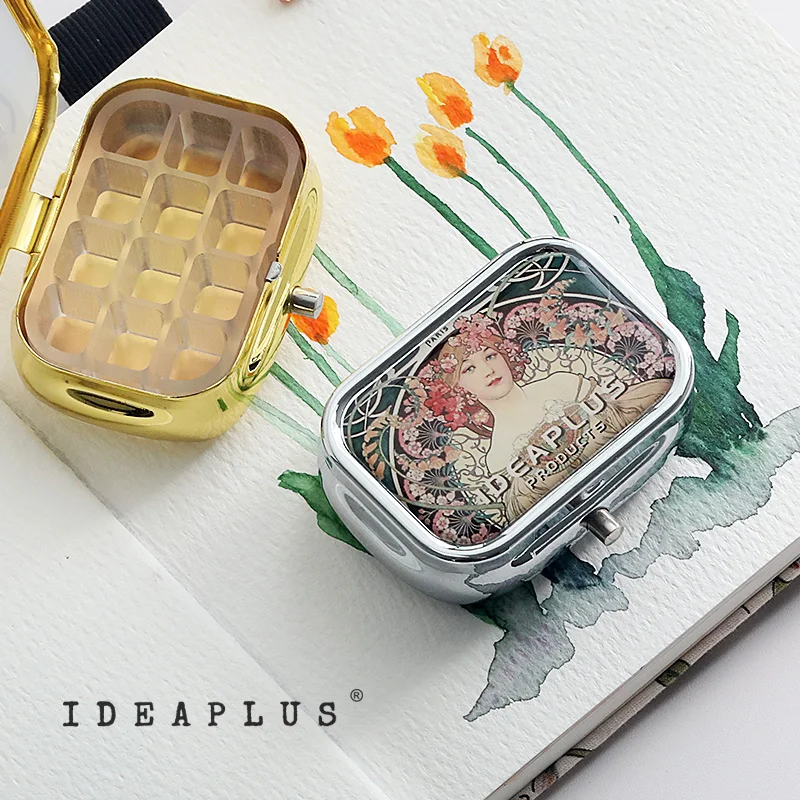 IDEAPLUS Portable Travel Watercolour Paint Set 10/12/16 Grids Empty Mini Dispenser Palette Subpackage Magnetic Clamp Kettle