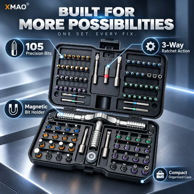 105-in-1 Precision Screwdriver Set with 3-Way Ratchet Handle, Magnetic S2 Bit Kit for Laptop, Game Console and DIY Home Repair