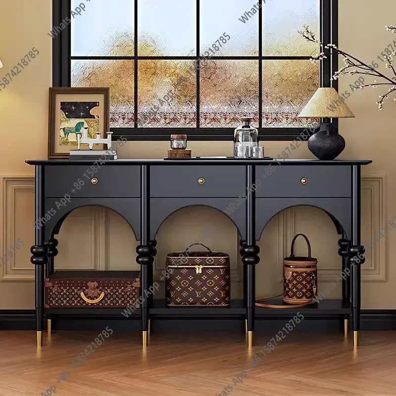 08 American Retro Solid Wood Porch Cabinet Entry Foyer Living Room Decorative Storage Cabinet Locker Can Be Customized X