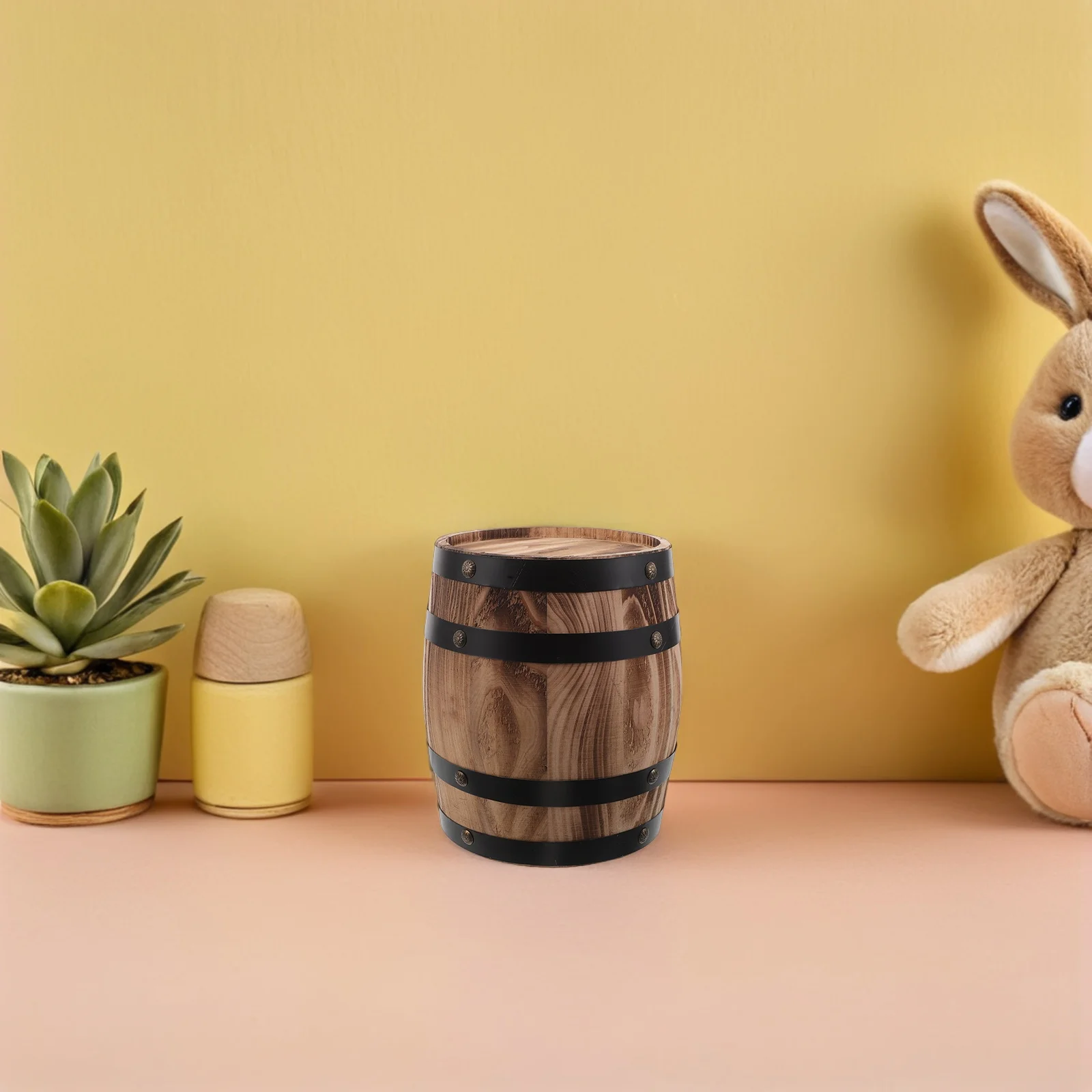 

Wooden Large Rustic Oak Barrel Piggy Bank Handmade Money Saving Box Decorative Coin Bank Christmas Holiday 's Money Box