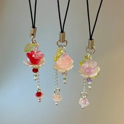 Handmade Lotus Phone Charm Jellyfish Y2K Aesthetic Keychain 2024