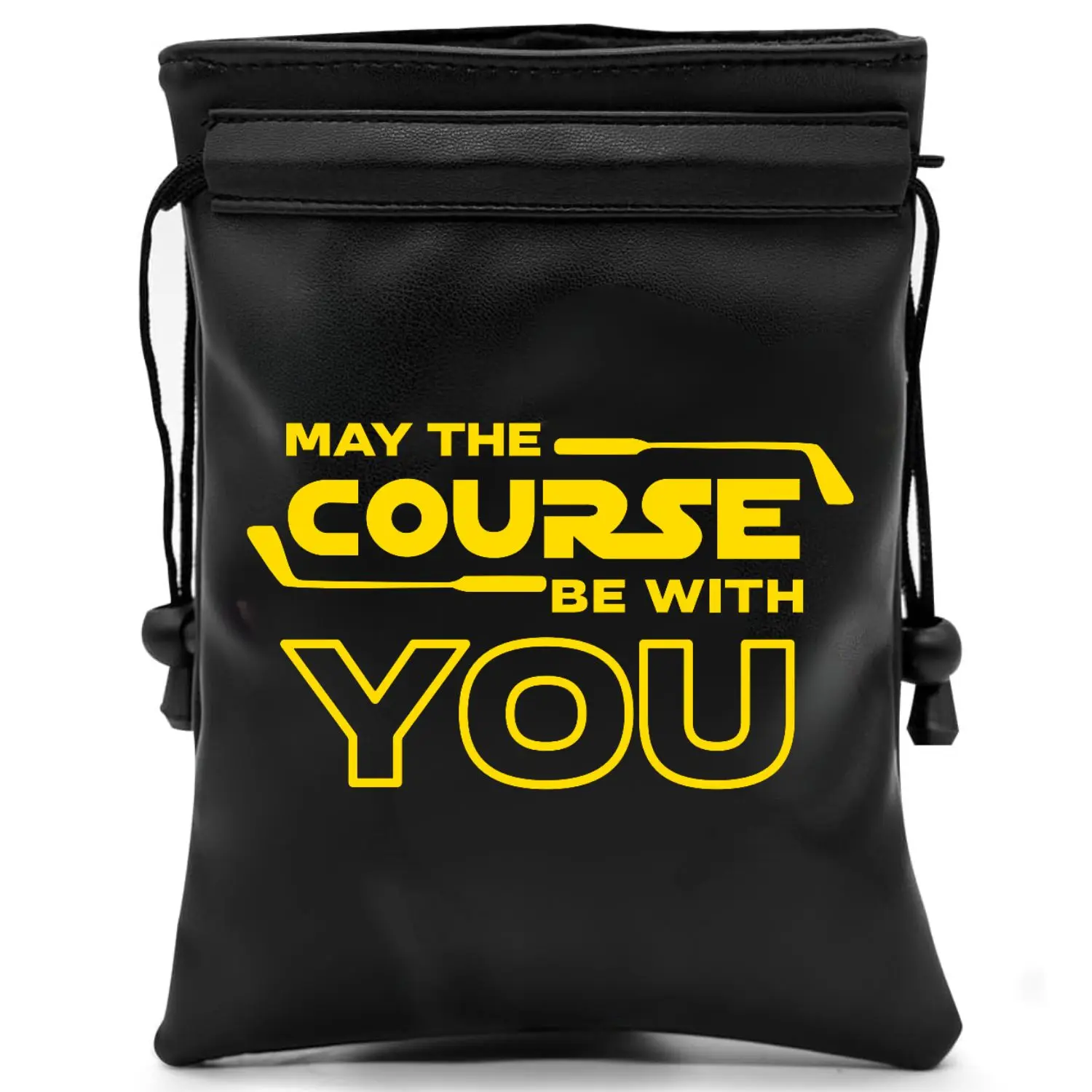 Funny Golf Valuable Item Bag, Funny Golf Valuables Pouch Golf Tee Pattern, PU Leather Golf Tee Pouch with Drawstring Closure